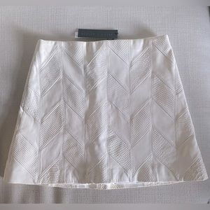 Alice and Olivia lamb leather mini skirt off white